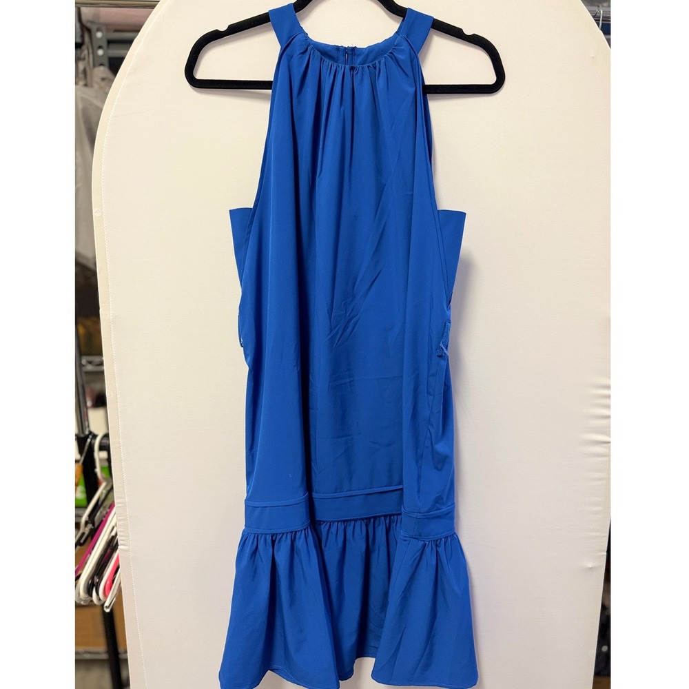 Calvin Klein Womens Royal Blue Halter Neck Drop Waist Flounce Hem Dress Size 8
